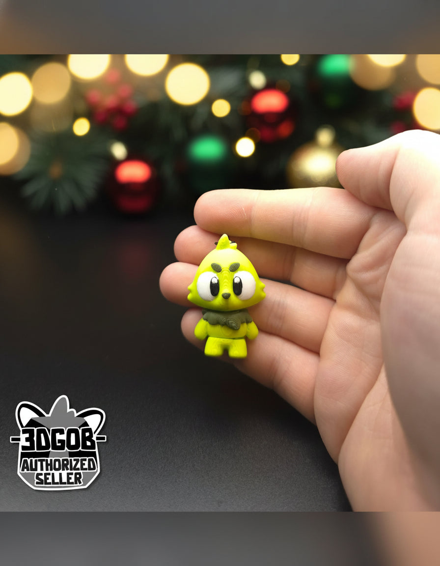 Flexi Grinch Adorable Keychain - 3D Printed Fidget - Steal The Snow!