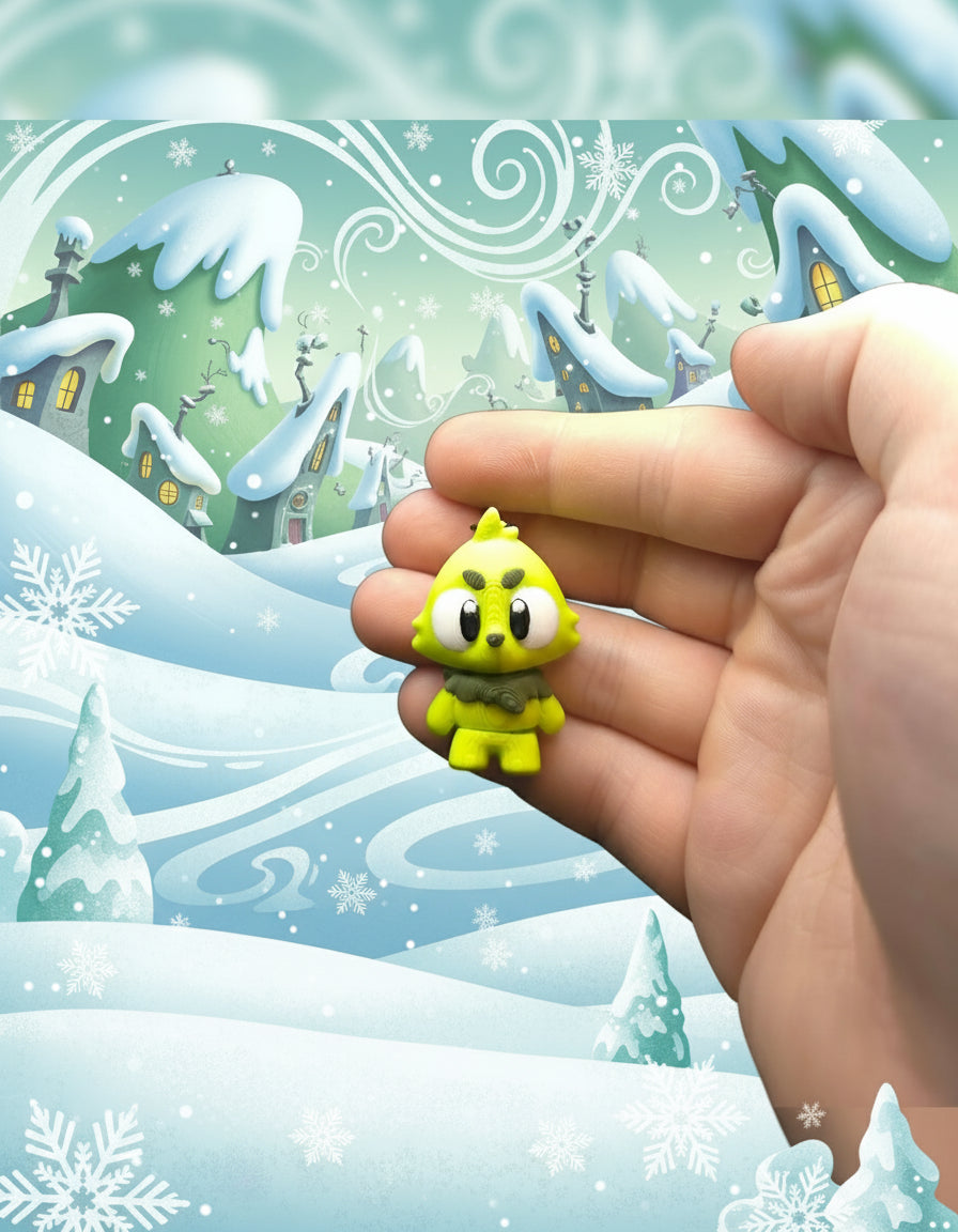 Flexi Grinch Adorable Keychain - 3D Printed Fidget - Steal The Snow!