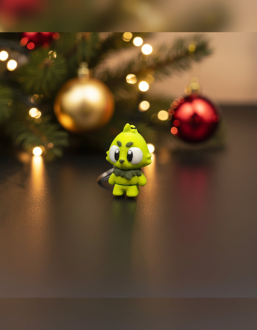 Flexi Grinch Adorable Keychain - 3D Printed Fidget - Steal The Snow!